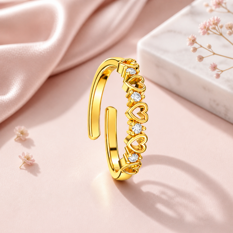 Dami Silver Heart Zirconia Adjustable Ring