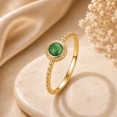 Lily Silver Aventurine Adjustable Ring