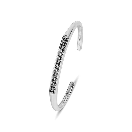 Ruby Silver Black Spinel Bangle