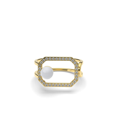 Lily Synthetic Pearl White Cubic Zirconia Ring