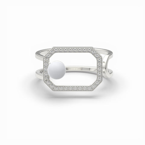 Lily Synthetic Pearl White Cubic Zirconia Ring