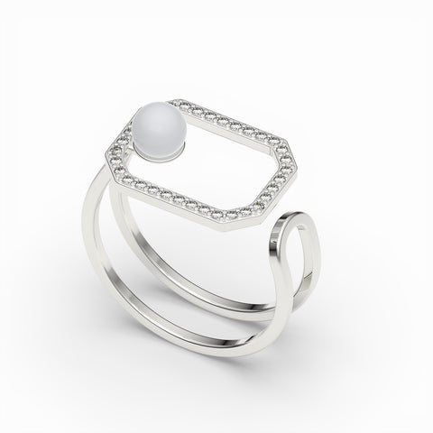 Lily Synthetic Pearl White Cubic Zirconia Ring