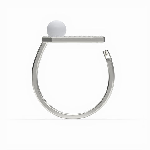 Lily Synthetic Pearl White Cubic Zirconia Ring