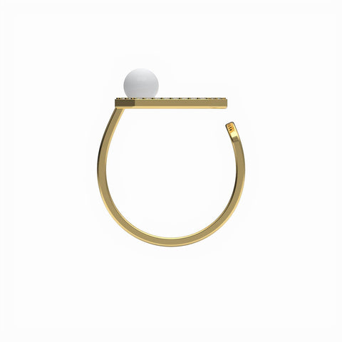 Lily Synthetic Pearl White Cubic Zirconia Ring