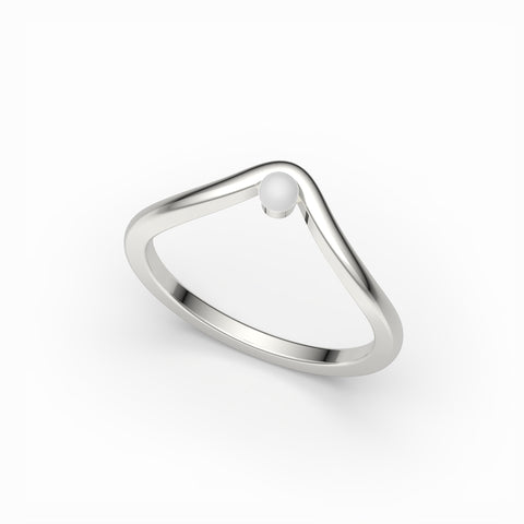 Anna Sterling Silver Round Synthetic Pearl Ring