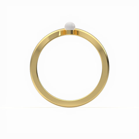 Anna Sterling Silver Round Synthetic Pearl Ring