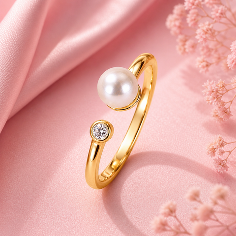 Anna Adjustable Synthetic Pearl Ring