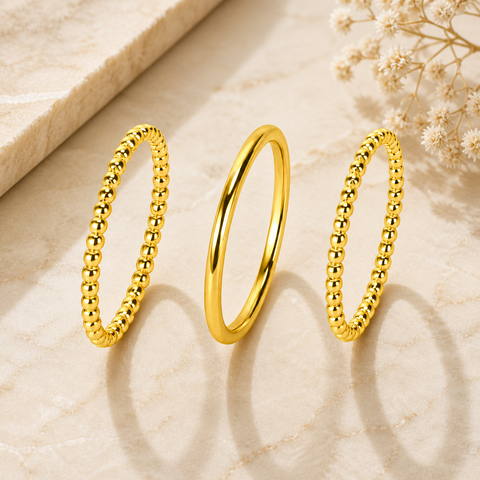 Noor Silver Adjustable Ring Set