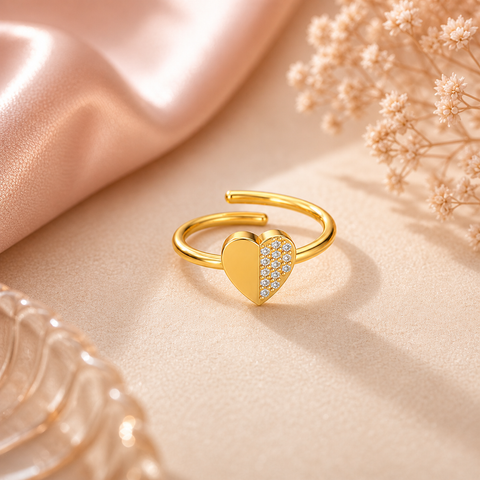 Meya Silver Heart Adjustable Ring