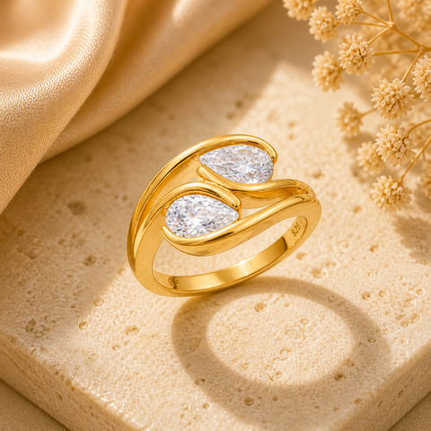 Myra Silver Diamond Adjustable Ring
