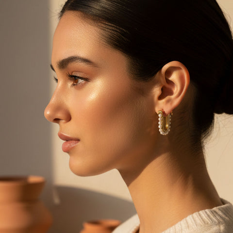 Kate Silver Synthetic Pearl Earrings