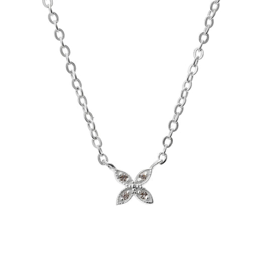 Lily Silver Floral Zirconia Necklace