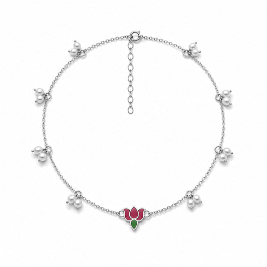 Alyn Silver Lotus Anklet