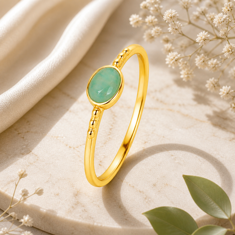 Anna Silver Amazonite Adjustable Ring