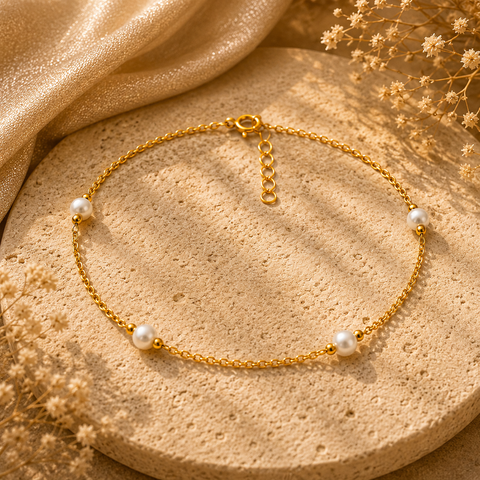 Nuni Silver Pearl Anklet