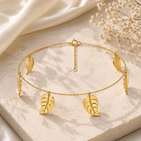 Aysa Silver Leaf Anklet