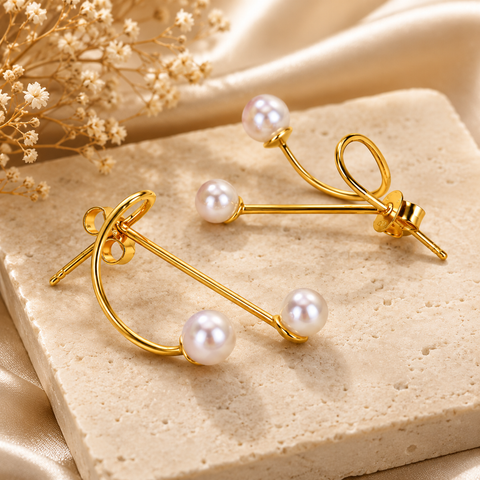 Sia Silver Pearl Earrings