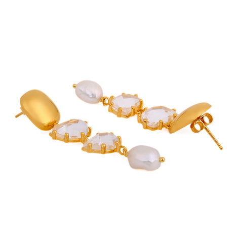 Sia Sterling Silver Crystal D Shape Earrings