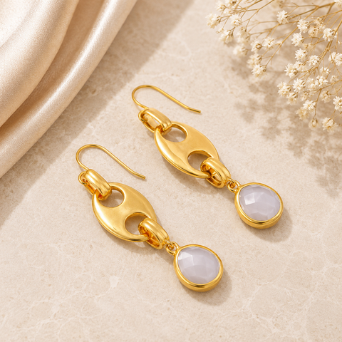 Sia Silver Moon Stone Earrings