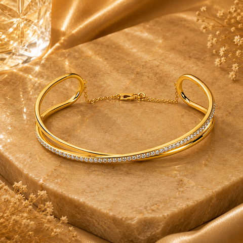 Hemi Silver Zirconia Bangle