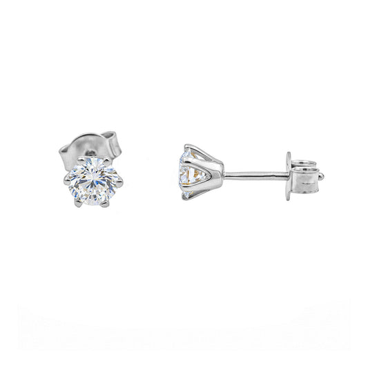 Hemi Silver Diamond Earrings