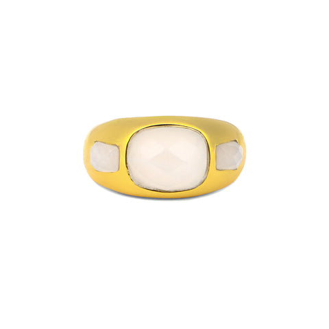 Rosa Sterling Silver White Moon Stone Ring