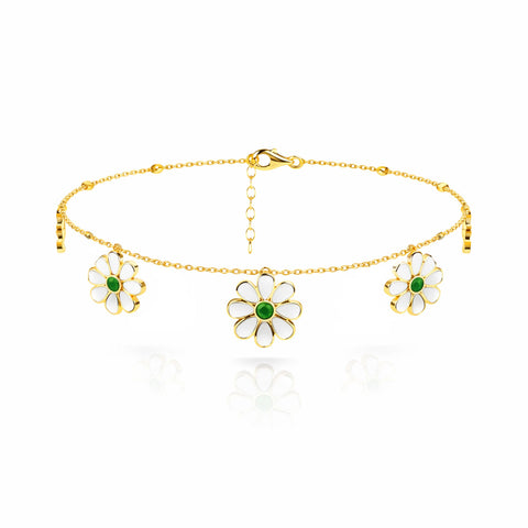 Arna Silver Floral Anklet