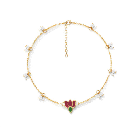 Alyn Silver Lotus Anklet