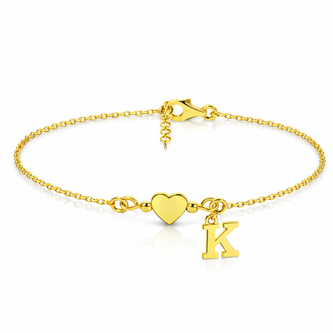Aven Silver Custom Letter Heart Bracelet