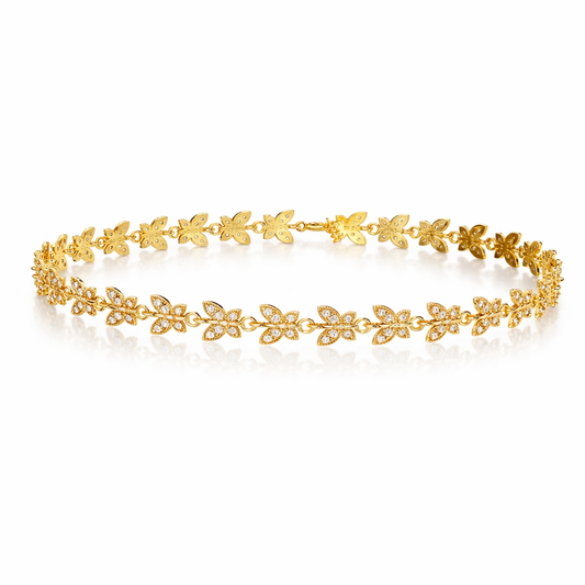 Quni Silver Butterfly Zirconia Anklet