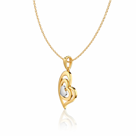 Jela Silver Two Tone Heart Necklace