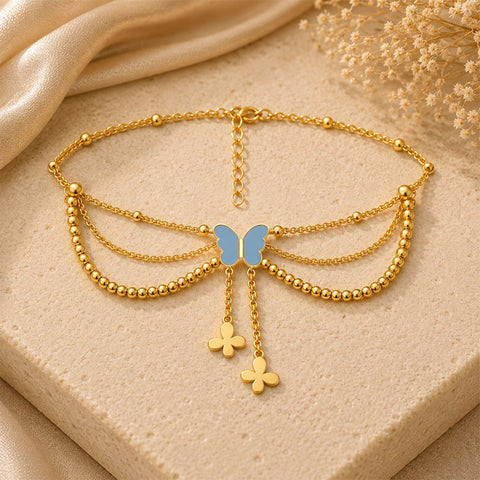 Bysa Silver Butterfly Anklet