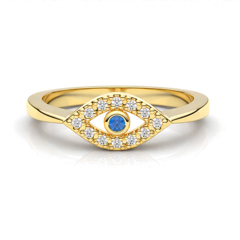 Veya Silver Adjustable Evil Eye Ring