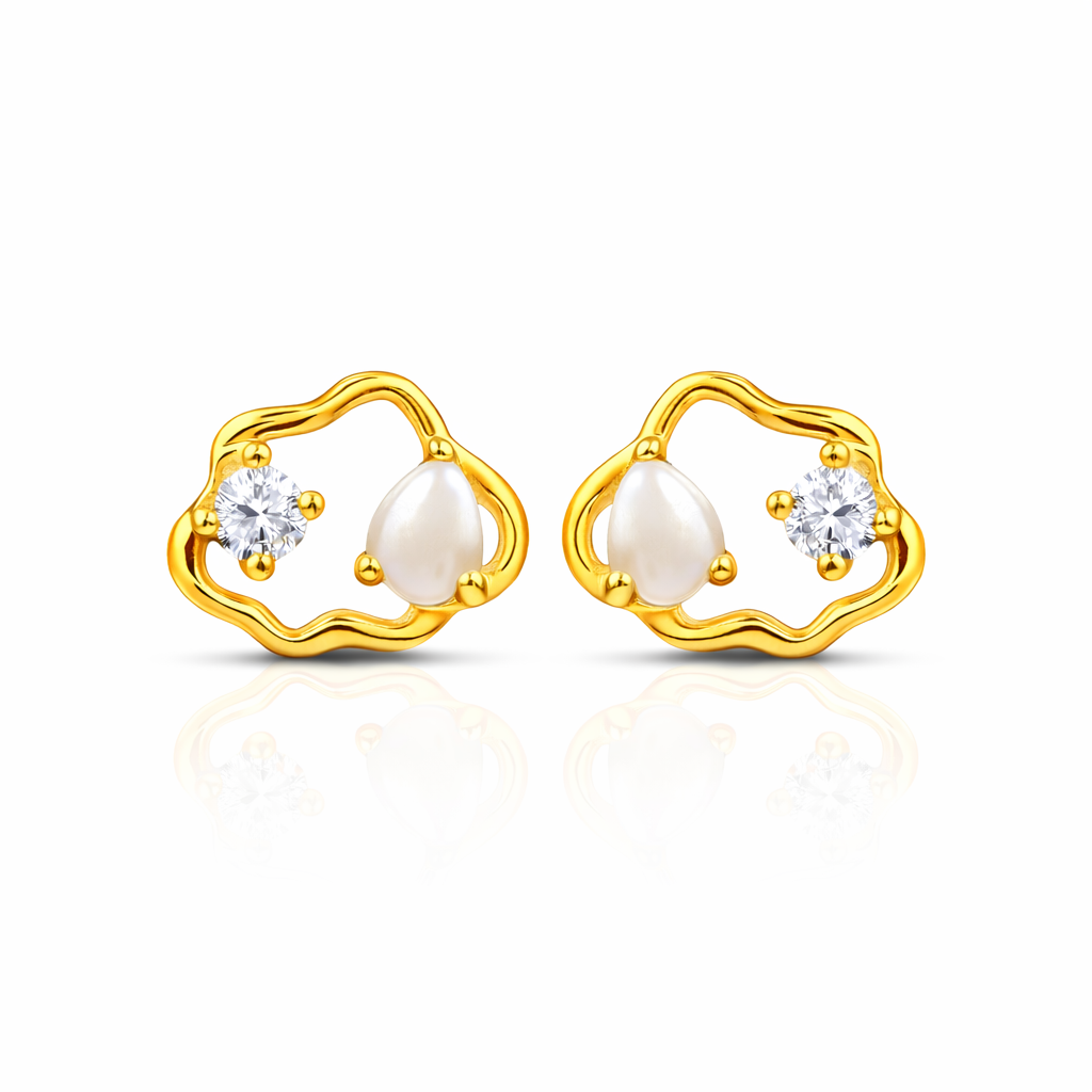 Lily Silver Zirconia Pearl  Earrings