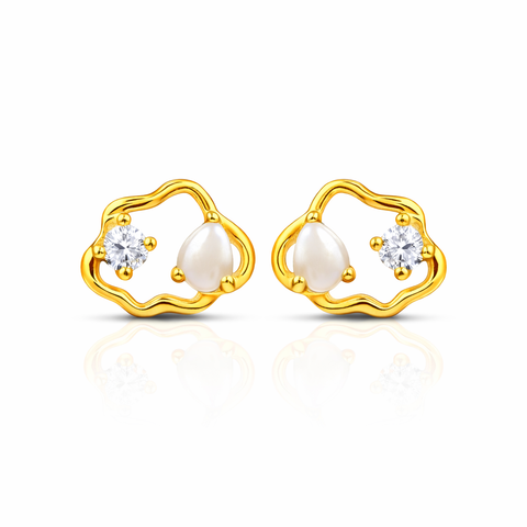 Lily Silver Zirconia Pearl  Earrings