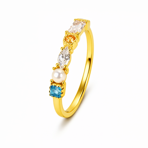 Ava Multi Gemstone Adjustable Ring