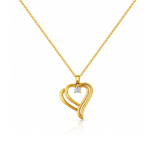 Brin Silver Heart Zirconia Necklace