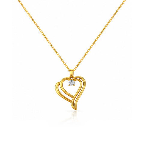 Brin Silver Heart Zirconia Necklace