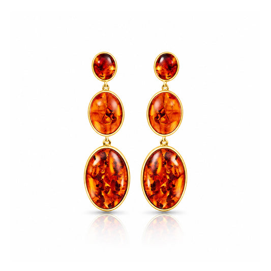 Rosa Silver Amber Earrings