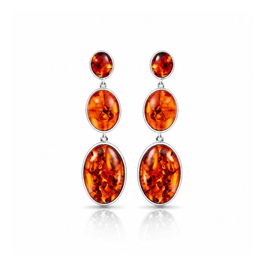 Rosa Silver Amber Earrings