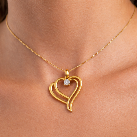 Brin Silver Heart Zirconia Necklace
