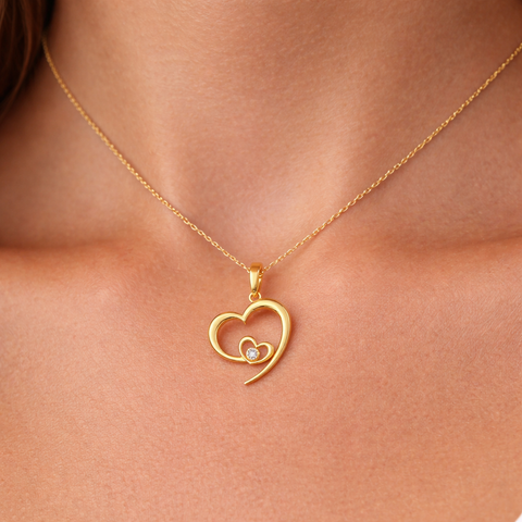 Bely Silver Heart Zirconia Necklace