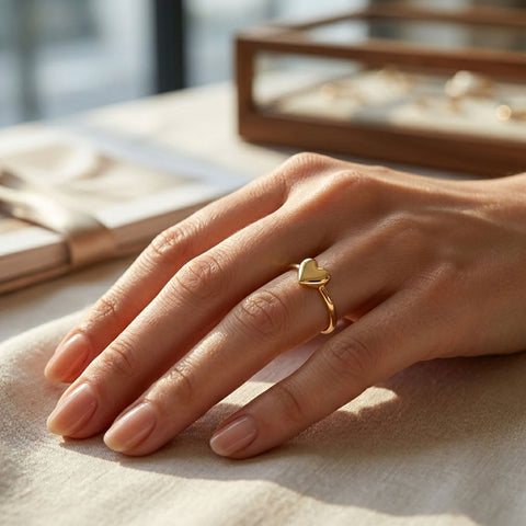 Asha Silver Heart Adjustable Ring