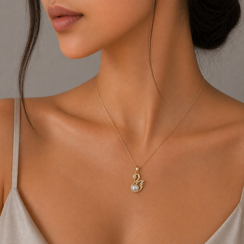 Zyra Silver  Pearl Necklace