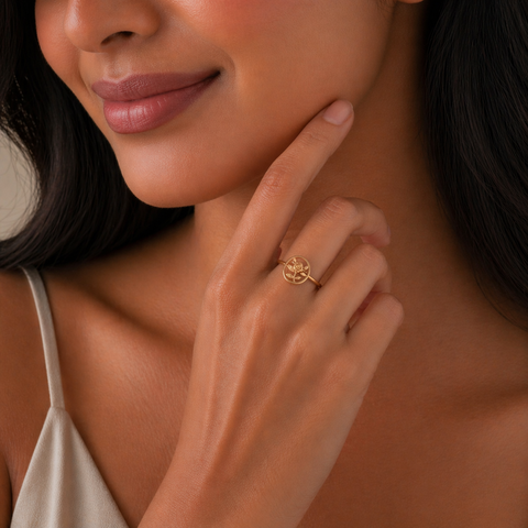Taya Silver Adjustable Floral Ring