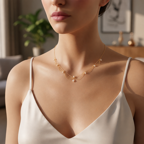 Lily Silver Synthetic Pearl Necklace