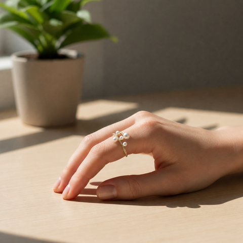 Lily Adjustable Pearl Ring