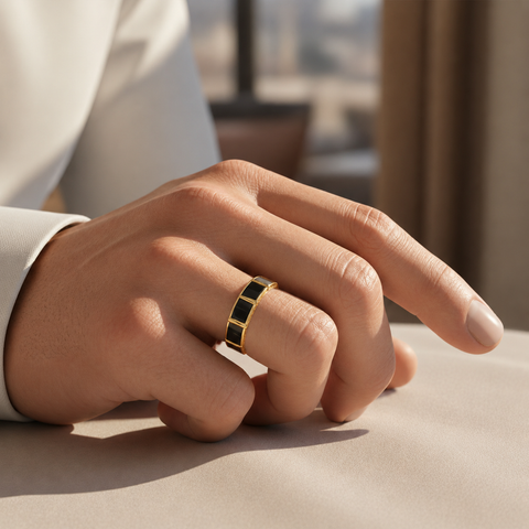 Cruz Silver Enamel Adjustable Ring