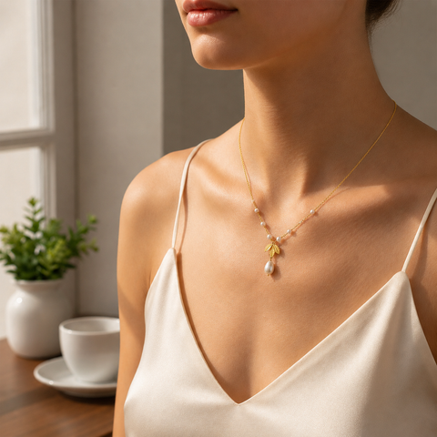 Ema Silver Pearl Necklace