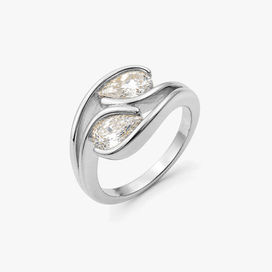 Myra Silver Diamond Adjustable Ring